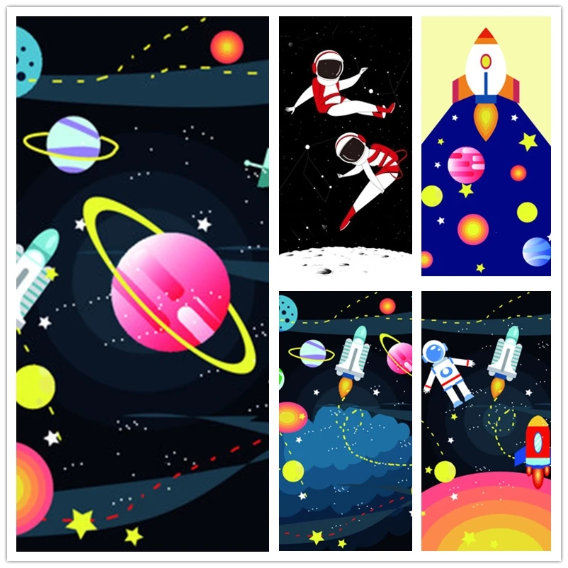 Diamond Painting 5D DIY Spaceship Planet Astronaut Moon Spaceman Rocket Launch Colorful  Animation Gift For Kids Room Decor