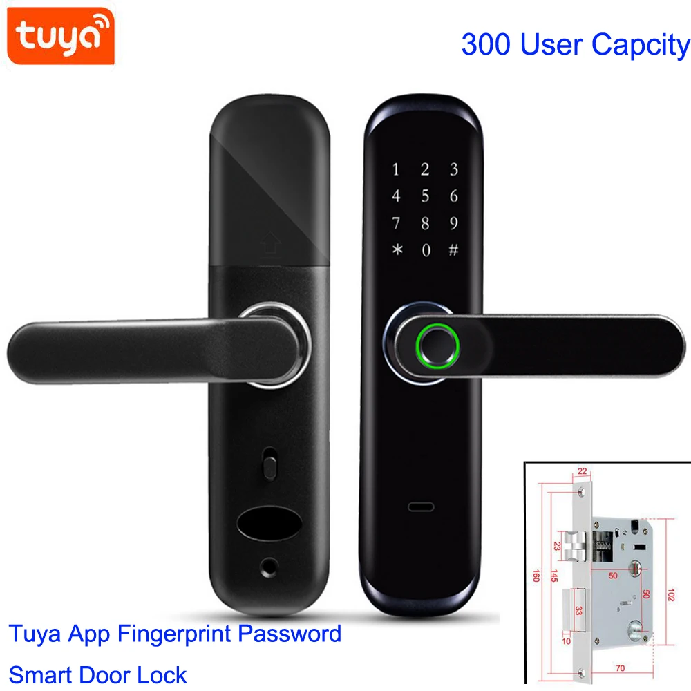 

13.56Mhz RFID Card Biometric Fingerprint Security Intelligent Smart Bluetooth Tuya APP Electronic Door Lock Password Lock