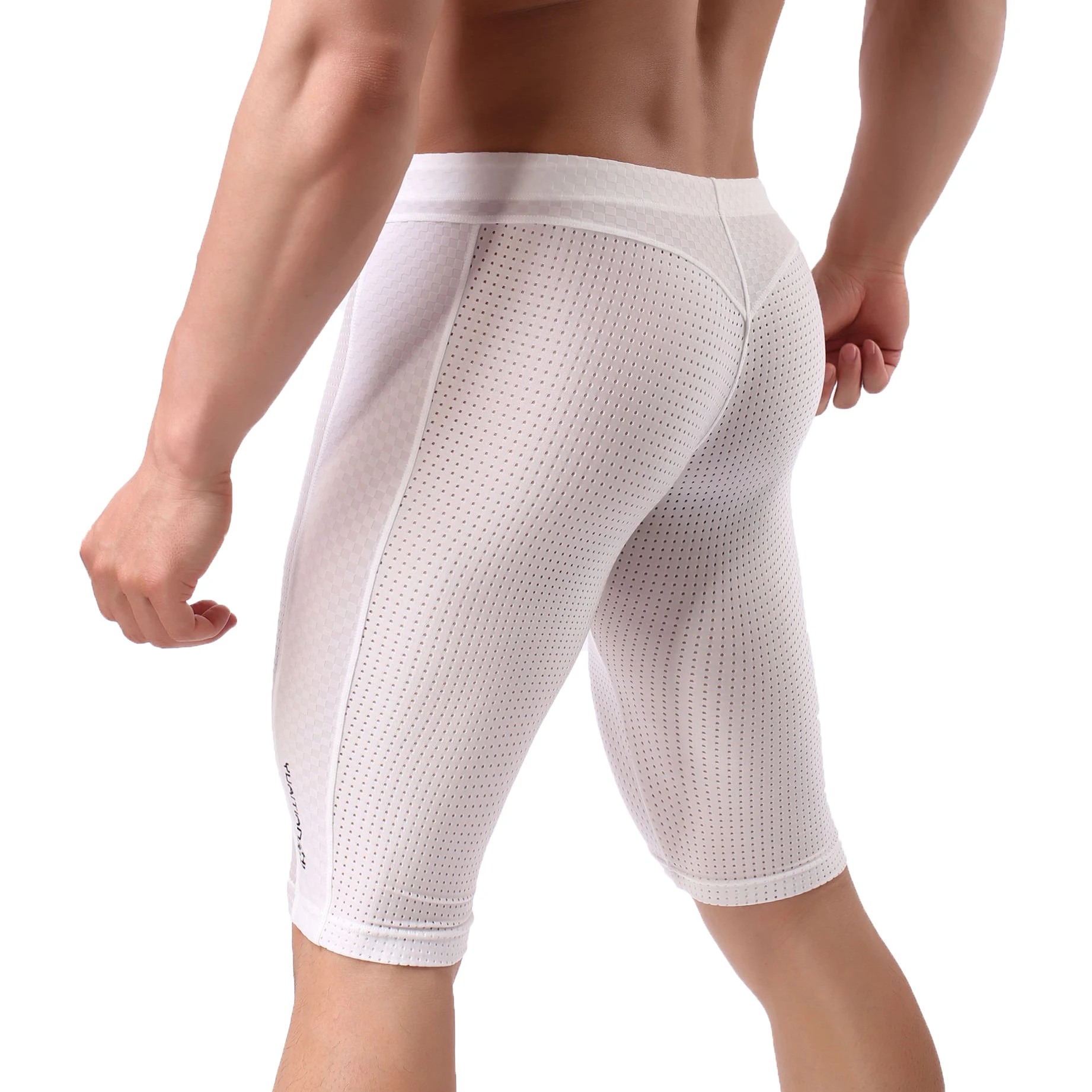 Men\'s Underwear Sexy Mesh Stitching Breathable Shorts Tights Men Sport Compression Pants Fitness Running Workout Training Pants