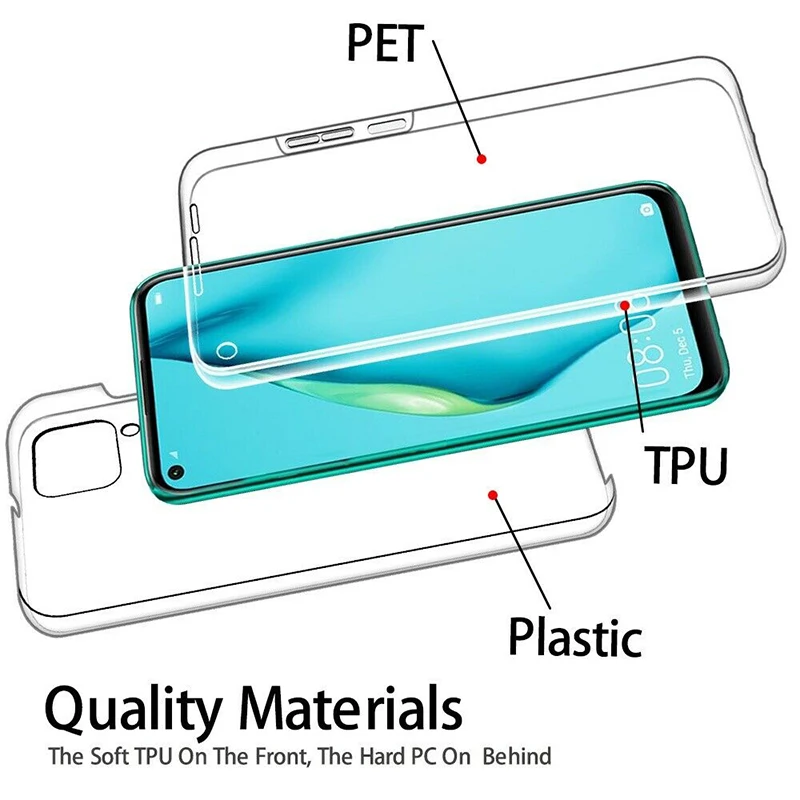 360 Full Body Double Case for huawei P40 lite P30 pro Transparent soft TPU Silicone cover for huawei P40 pro 30 Lite P 40 light