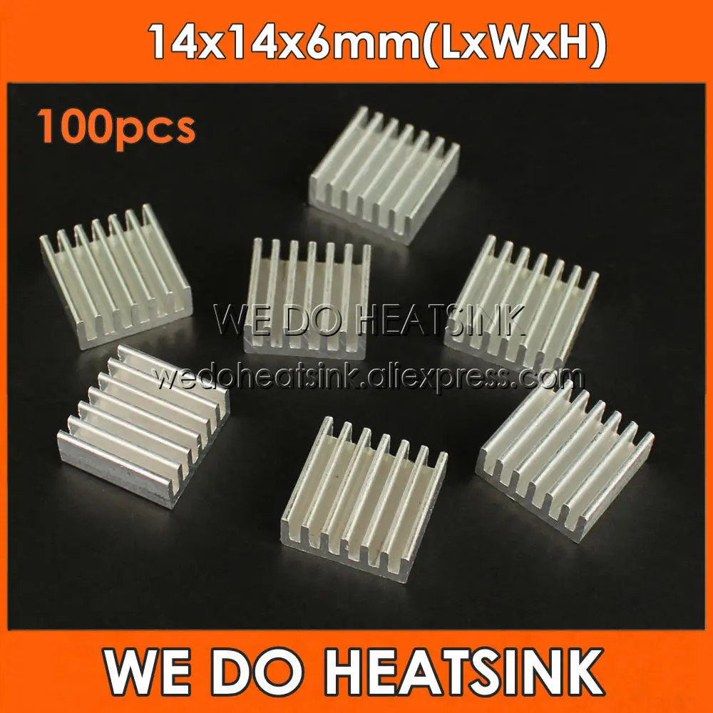 WE DO HEATSINK 100pcs 14x14x6mm Extruded Aluminum Radiator Extrusion Aluminium Heatsink For LM2596 LM2577 LM2576