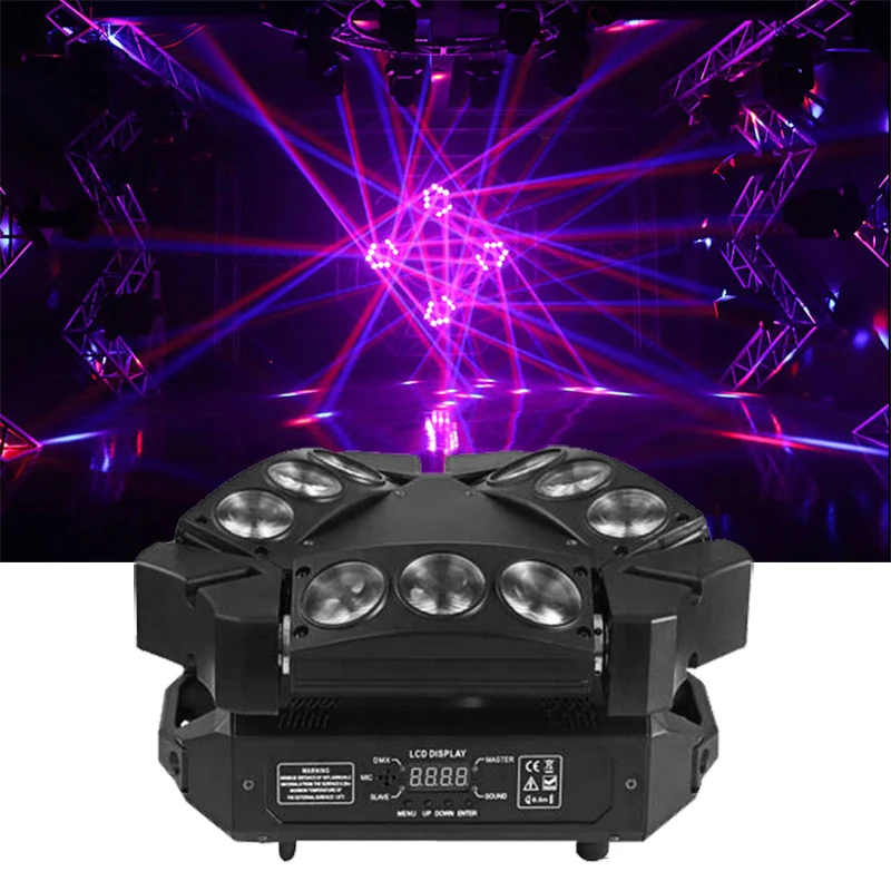 

RGBW 4in1 9x12w Triangle Spider LED Beam Moving Head Light Colorful LED Beam Moving Head Lights With Great Effect For Party