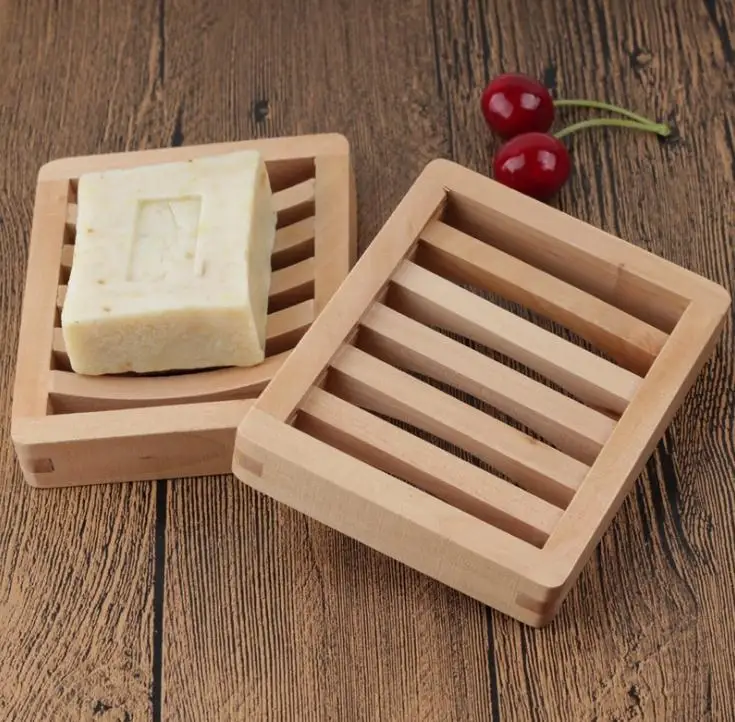 

Customized logo wooden soap dish tray holder storage soap rack plate boxes container for bath shower plate bathroom SN2324