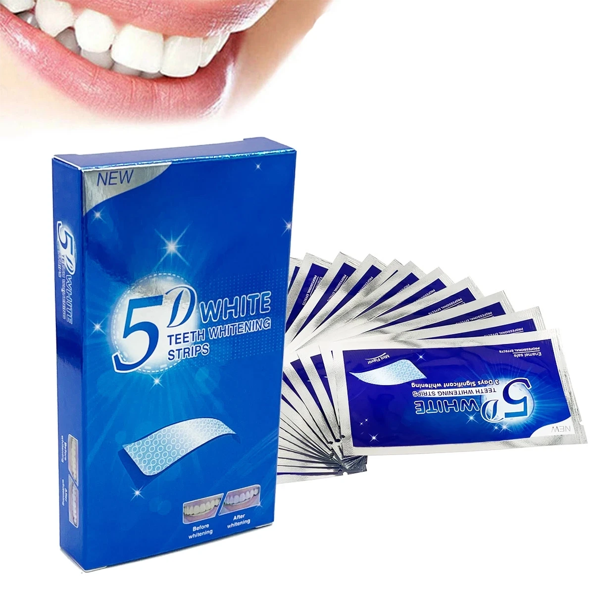 28Pcs/14Pair Gel Teeth Whitening Strips Oral Hygiene Care Double Elastic Teeth Strips Whitening Dental Bleaching Tools