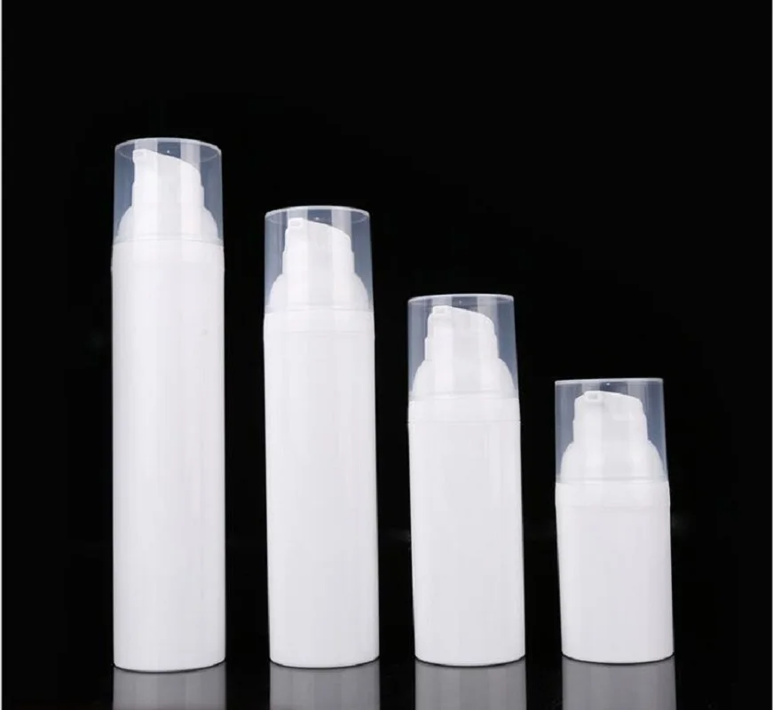 

50ML white plastic airless bottle transparent lid for lotion/emulsion/serum/foundation cosmetic packing