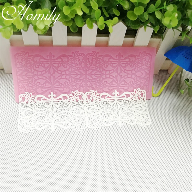 Aomily Wedding Cake Silicone Beautiful Flower Lace Fondant Mold Mousse Sugar Craft Icing Mat Pad Baking Cake Decorating Tools