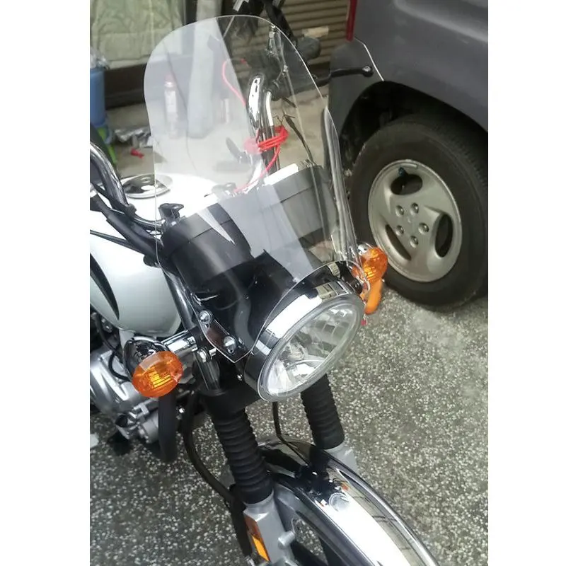 Universal Motorcycle Windshield Round Lights Street Bike Windscreen Screen Glass As For Honda Yamaha Kawasaki Suzuki Smoke Clear