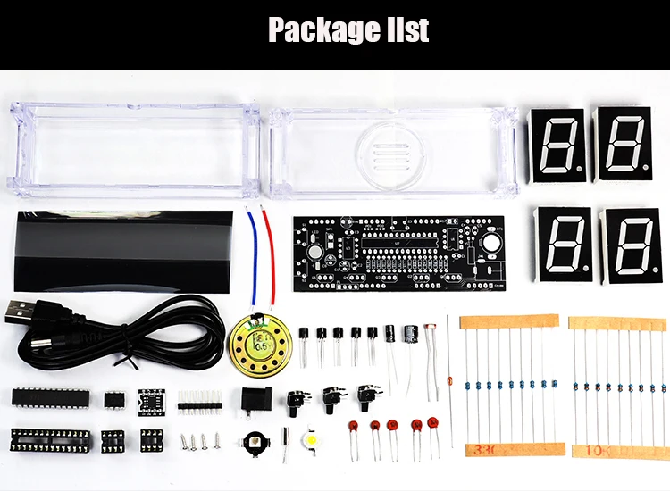 diy clock kit digital tube Time temperatiure date display English voice time night light diy electronic kit  soldering subject