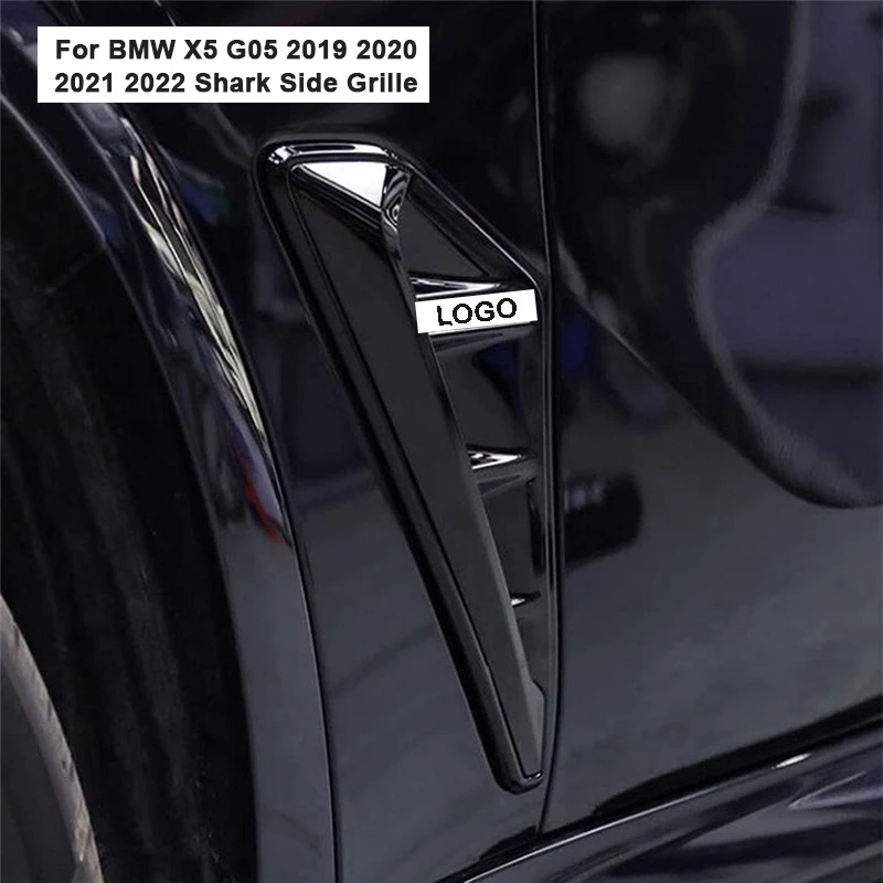 For BMW X5 G05 2019 2020 2021 Shark Side Grille Fender Side Air Vent Trim Cover ABS Gill Decoration Styling Sticker