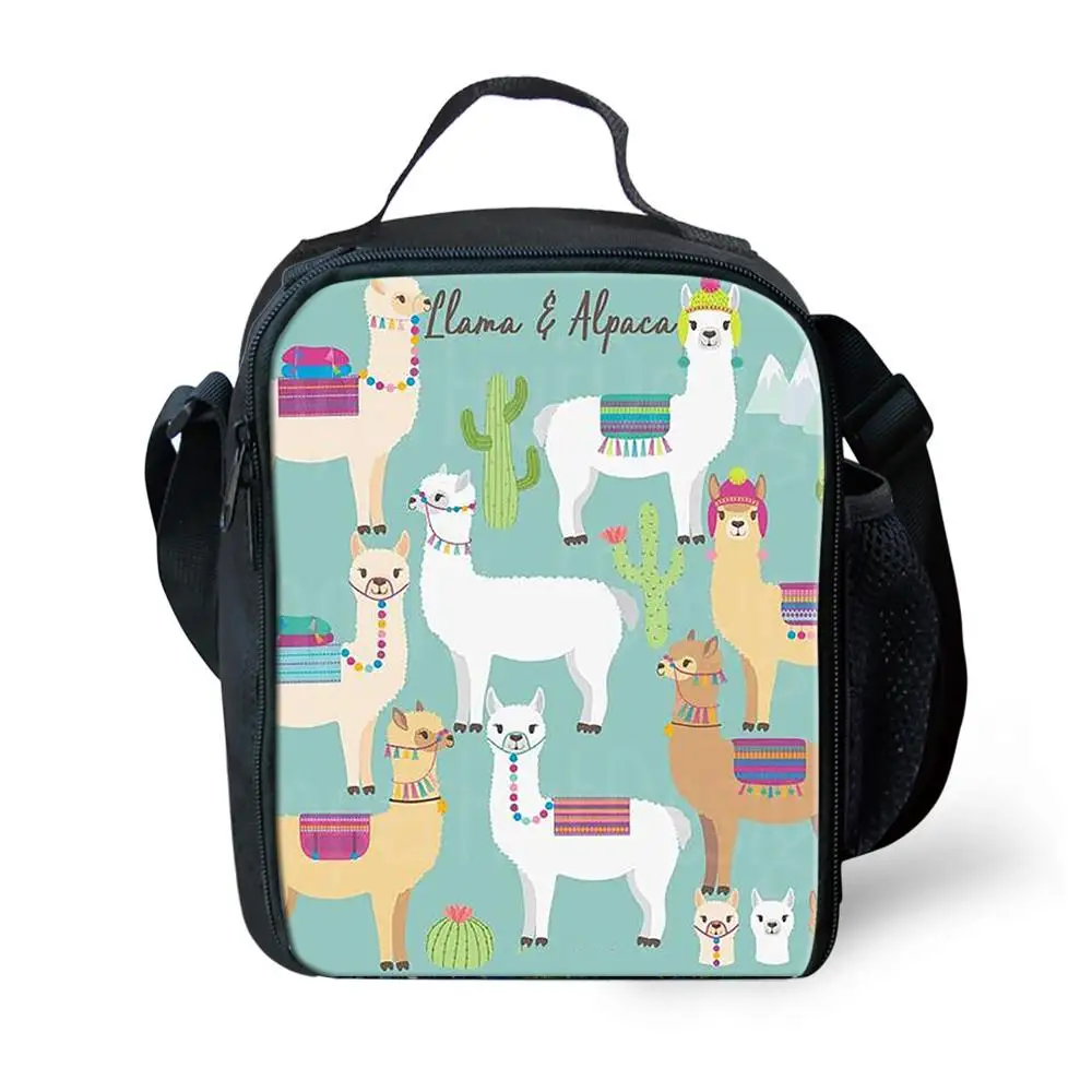 Cartoon Alpaca Pattern Lunch Bags for Girls Boys Fashion Portable Cooler Box Students Cartoon Pattern Tote Picnic Pouch