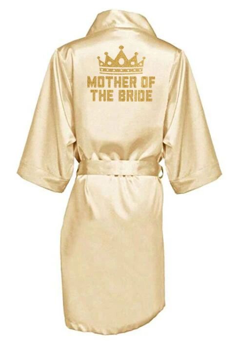 new Champagne bathrobe bride satin-silk robe women bridal party sister team mother shower gift bridesmaid wedding short robes