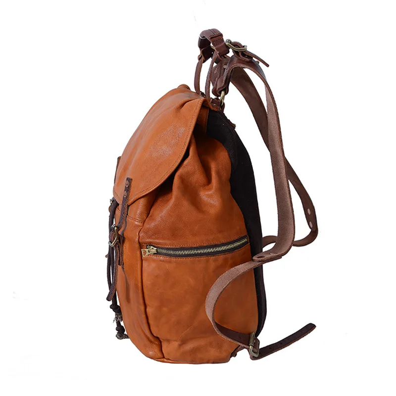 High quality natural genuine leather men's backpack fashion vintage design genuine first layer cowhide outdoor travel bagpack