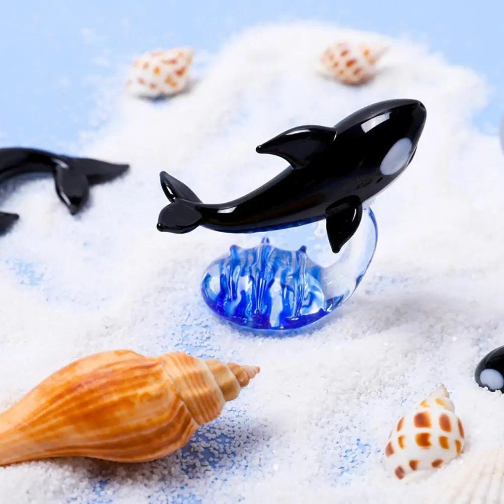 Mini figurine di animali marini ornamenti di balene di vetro fatti a mano Killer simpatici regali vivaci di lusso per bambini decorazioni per