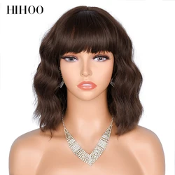 Green Ombre Medium Wave Synthetic Wigs For Black White Women Cosplay Lolita Natural Fiber Fake Hair Heat Resistant Wavy Wig Red