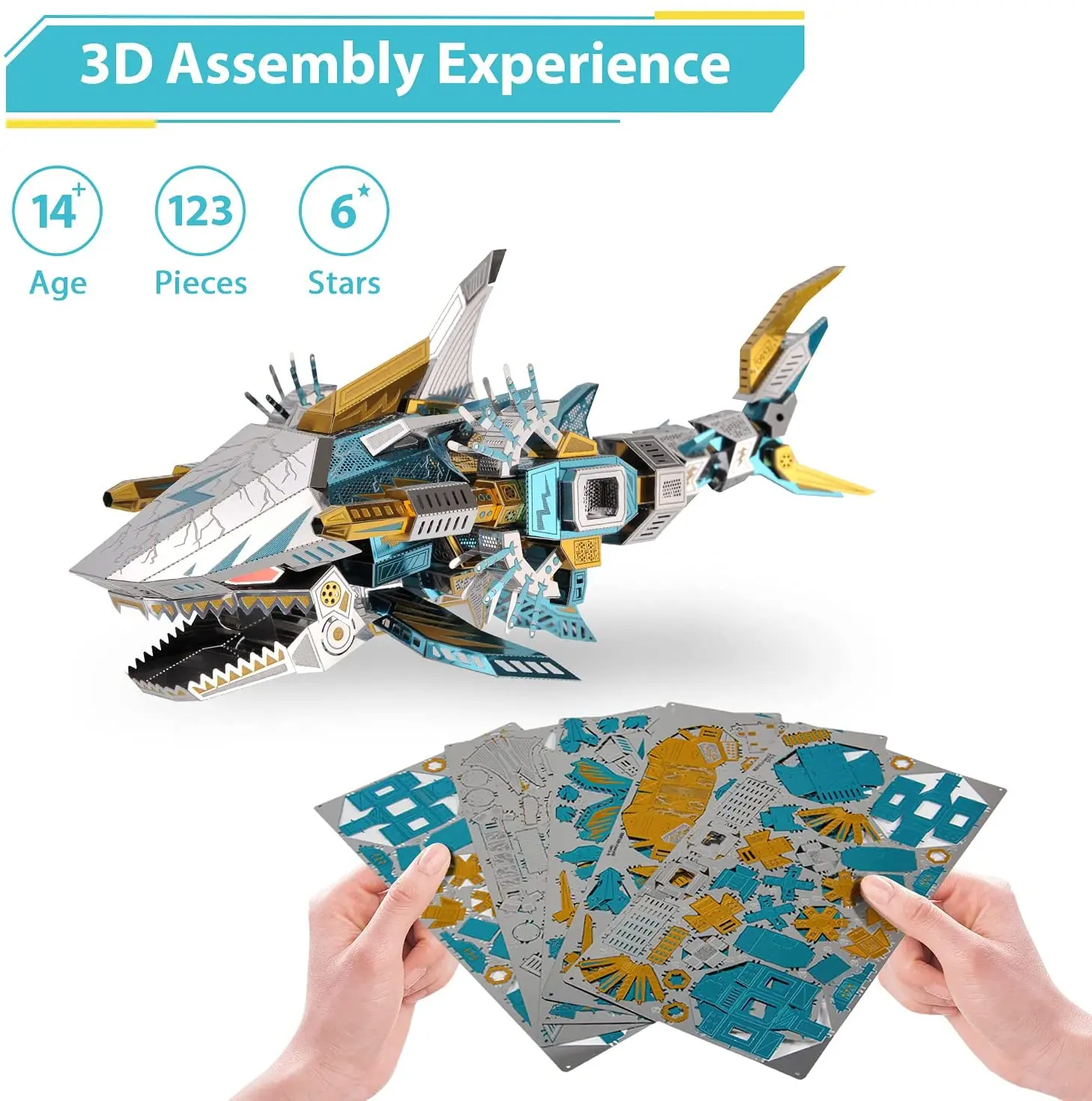 

Microworld 3D металлические головоломки морской тигр акула модели DIY головоломки игрушки на день рождения, рождественский подарок для гостей для взрослых и детей, игры для вечеринок