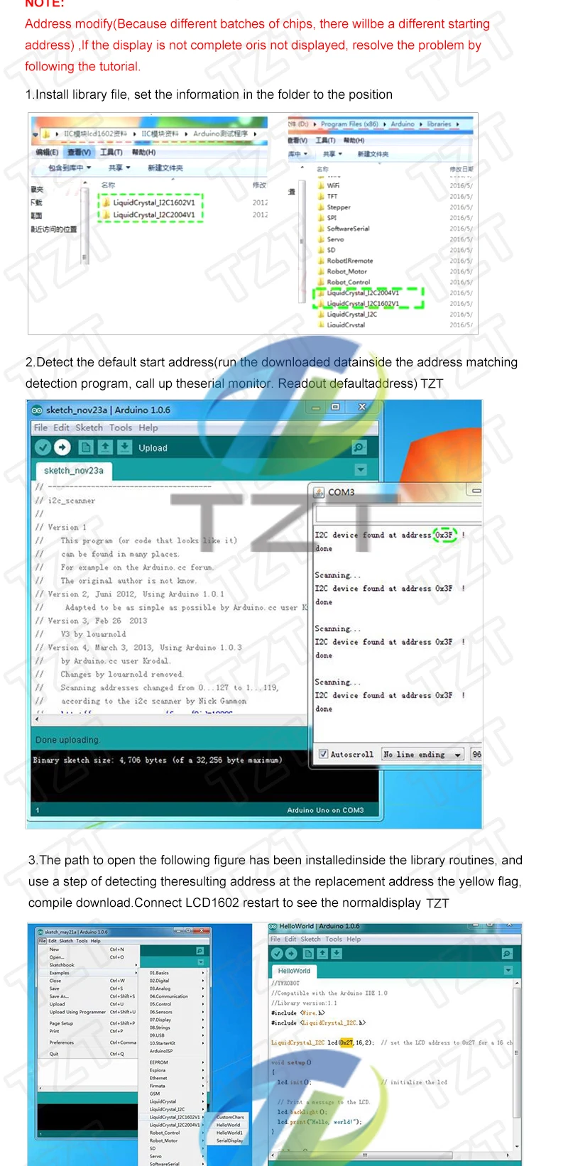 TZT LCD Modul Für Arduino LCD0802 LCD1602 LCD2004 LCD12864 LCD Zeichen UNO R3 Mega2560 Display PCF8574T IIC I2C Schnittstelle – Detail 7