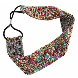 Wholesale and Retail Europe style handmade sequin elastic headband hairband hiar accessory black champagne  3.5cm 6pcs-GH