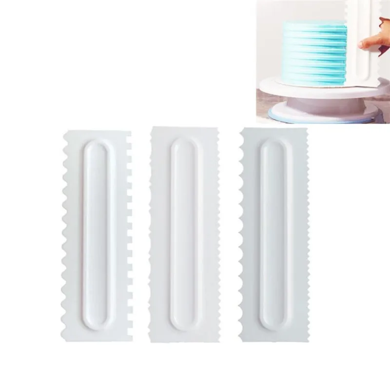 Cake Decorating Comb Icing Smoother Cake Scraper Pastry Design Textures Baking Tools VIP for Scraper cake tool plastic Spatulas