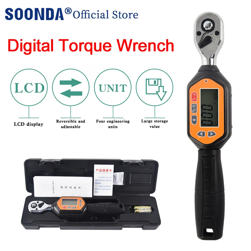 

Professional Adjustable Preset Digital Torque Wrench Bicycle Car Repair Tool Torque Spanner Bidirectional ratchet head 1/4" 3/8"