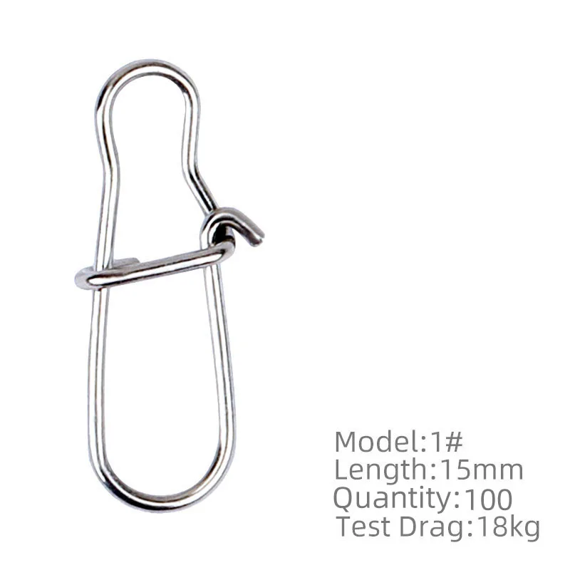 TSURINOYA 100 stuks roestvrijstalen klikhaken, draaibare veiligheidsklemmen, visdraden, visgerei, accessoire voor visdoos, hulpmiddel, kunstaas