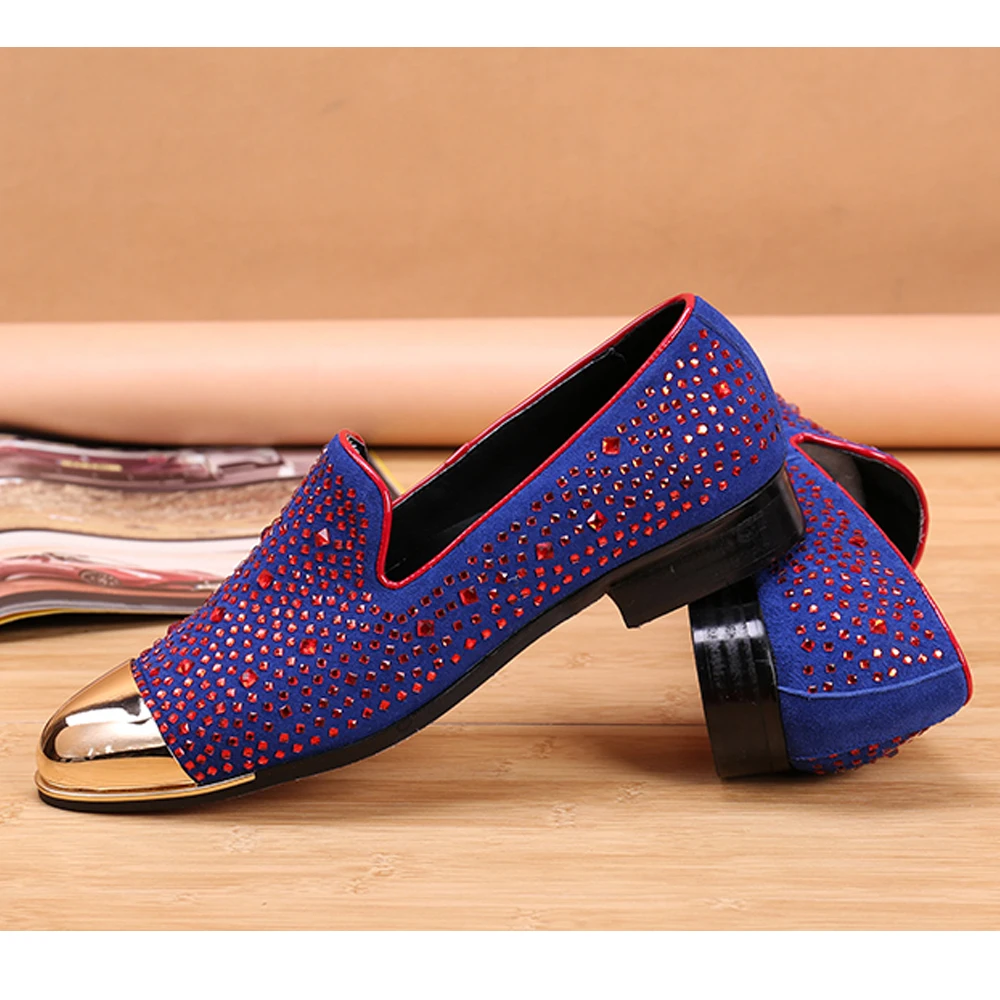 Zapatos de cuero de vaca de diamante de sopa de Metal de otoño, lujosos negocios comerciales, personalidad personalizada, fiesta social