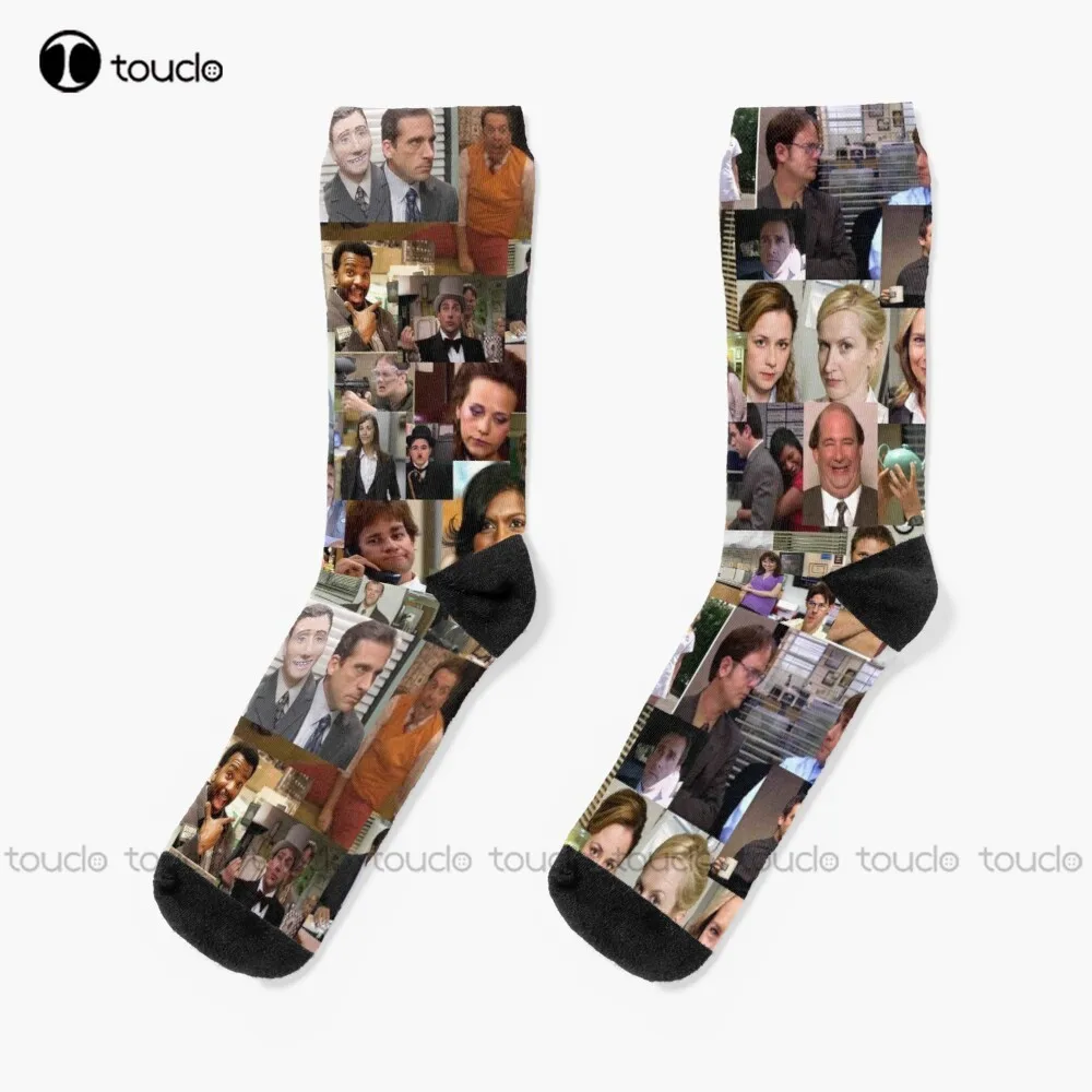 

The Office Desktop Collage Socks Red Soccer Socks Youth Personalized Custom Unisex Adult Teen Youth Socks 360° Digital Print