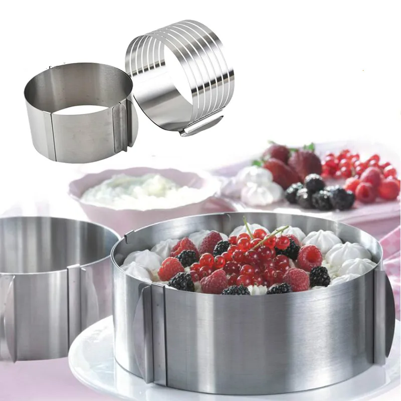 

1Pc Adjustable Mousse Ring 3D Round Cake Molds Stainless Steel Baking Moulds Kitchen Dessert Cake Decorating Tools