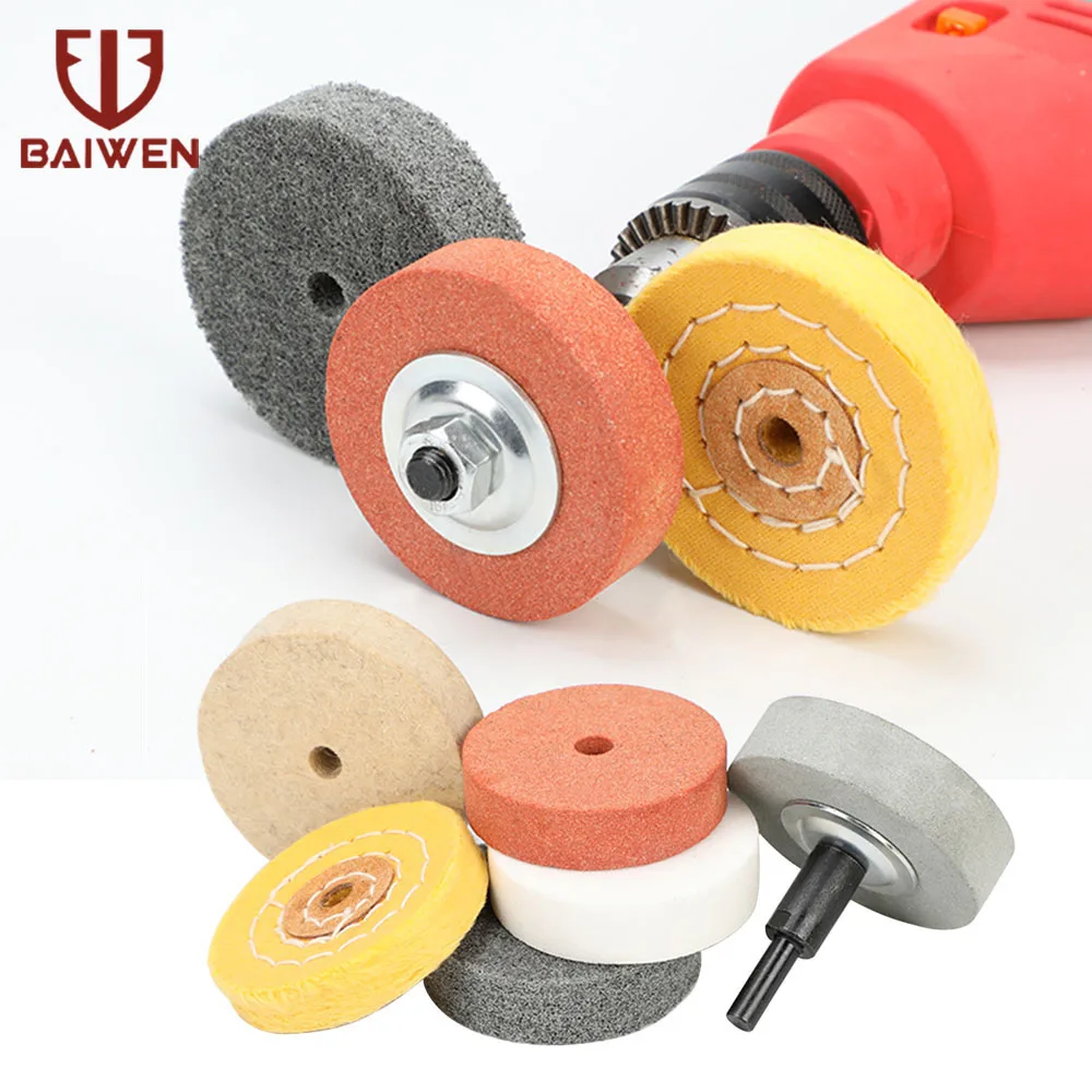 3นิ้วล้อ Polishing Pad แผ่นเซรามิคและขนสัตว์และเส้นใย Bench Grinder ล้อชุดสำหรับโลหะเครื่องมือโรตารี่