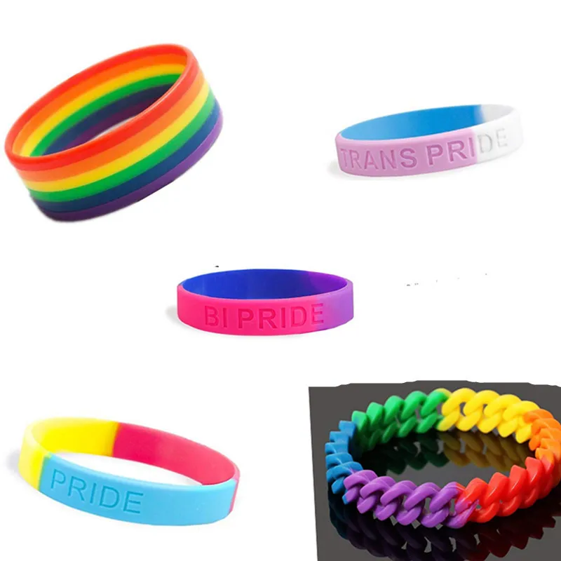 Rainbow LGBT pride gay Silicon Bracelet Lover Friendship Bracelets for women man Boy Girl Symbol Gay Pride Man Jewelry