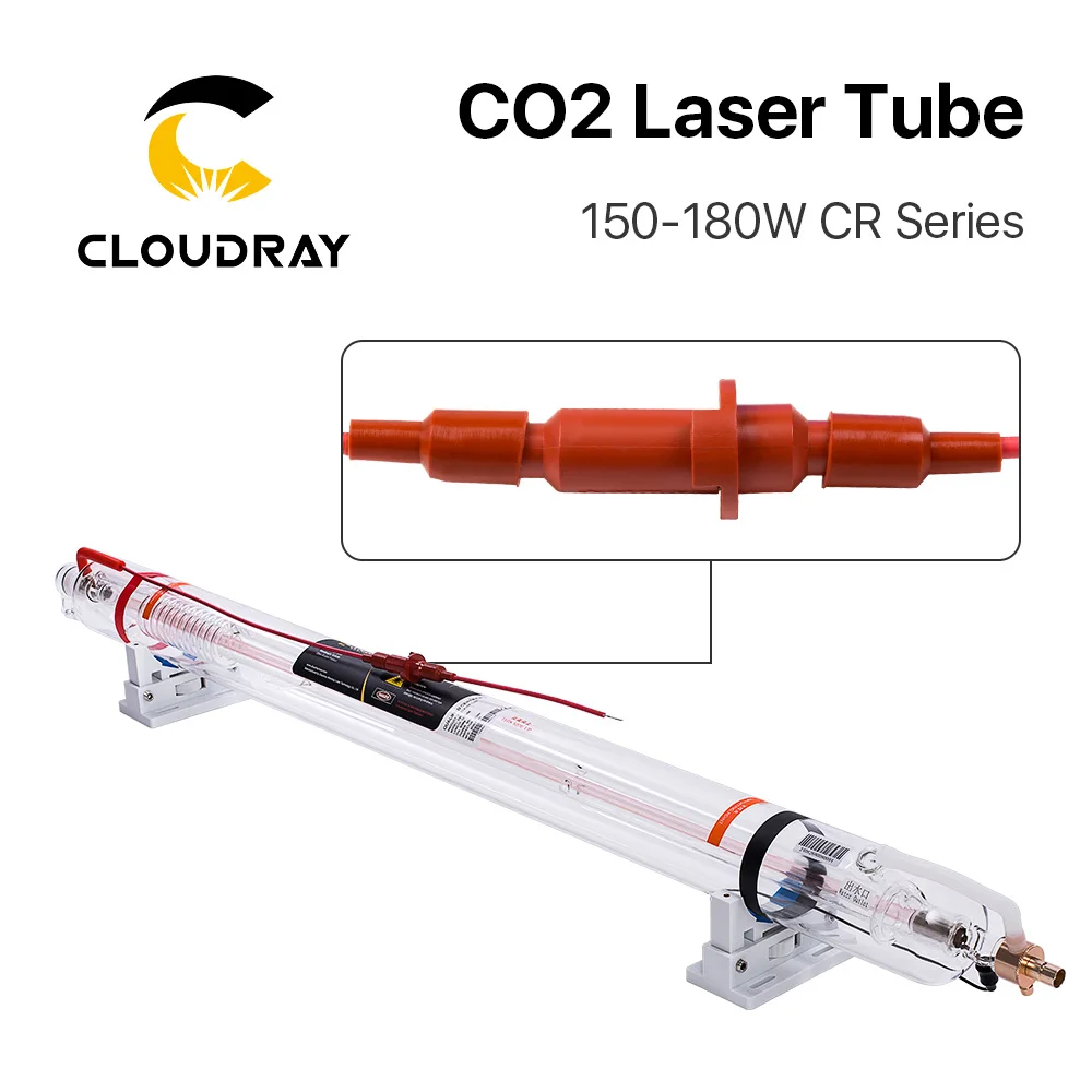 Cloudray CR150 150-180W CR Series CO2 Laser Tube Length 1850mm Dia.80mm Glass Pipe Upgraded Metal Head for CO2 Laser Machine