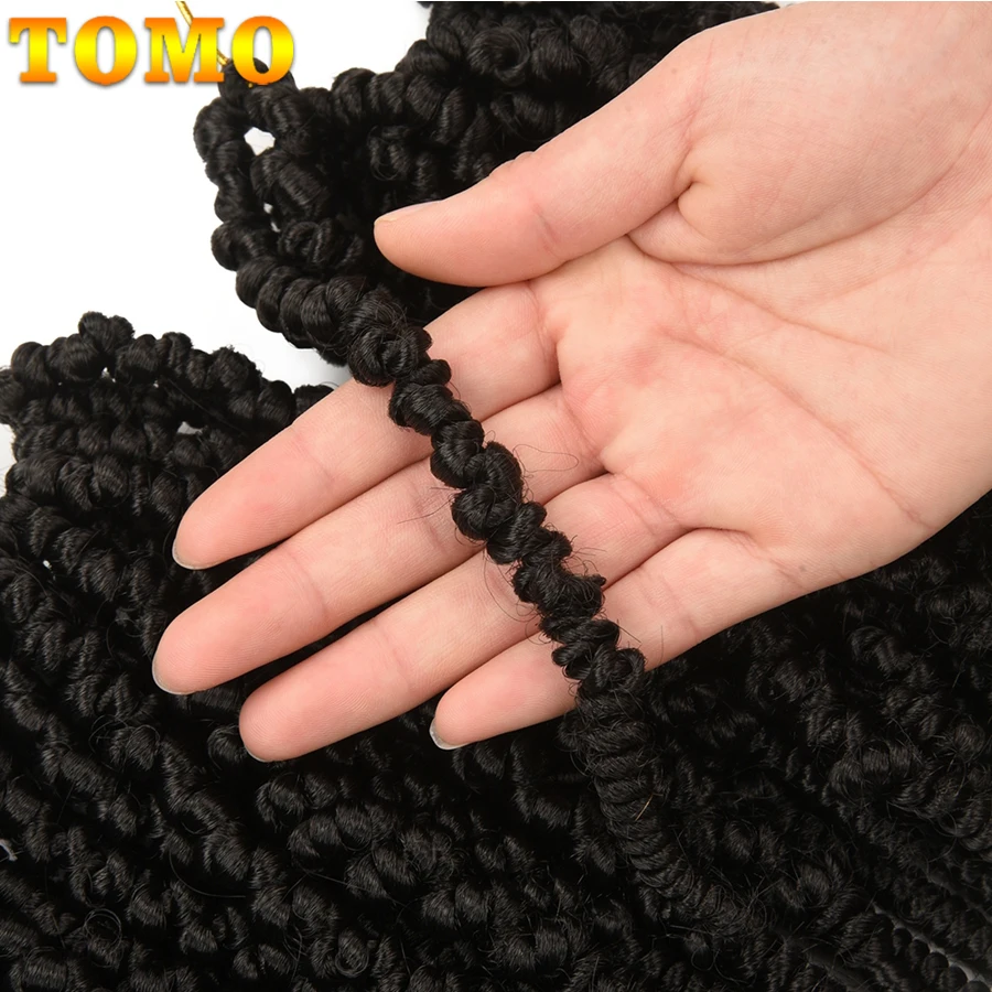 TOMO-Twisted Gairah Twist Crochet Rambut 8 Inch Ombre Sintetis Bom Twist Kepang Pendek Bergelombang Keriting Spring Twist crochet Rambut