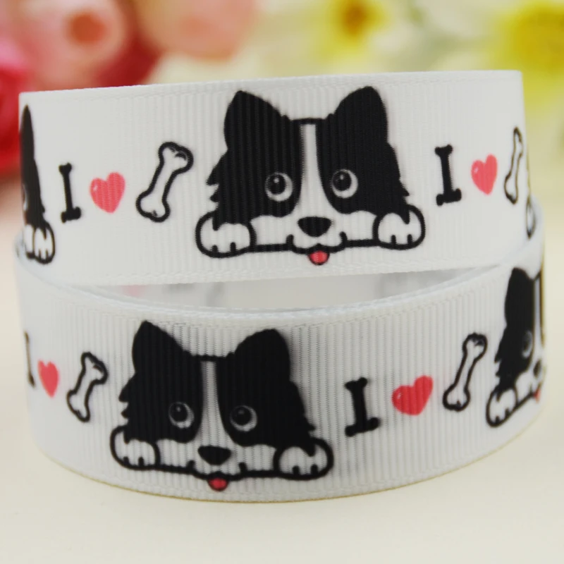 22mm 25mm 38mm 75mm Dog Cartoon printed Grosgrain Ribbon party decoration 10 Yards satin ribbons