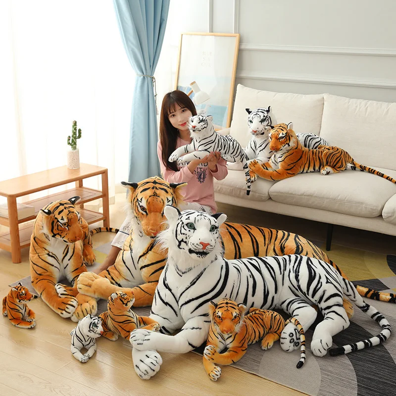 30-90CM Simulation Tiger Plush Doll Real Life White Tiger Stuffed Animals Toys Soft Pillow For Kids Birthday Xmas Gifts