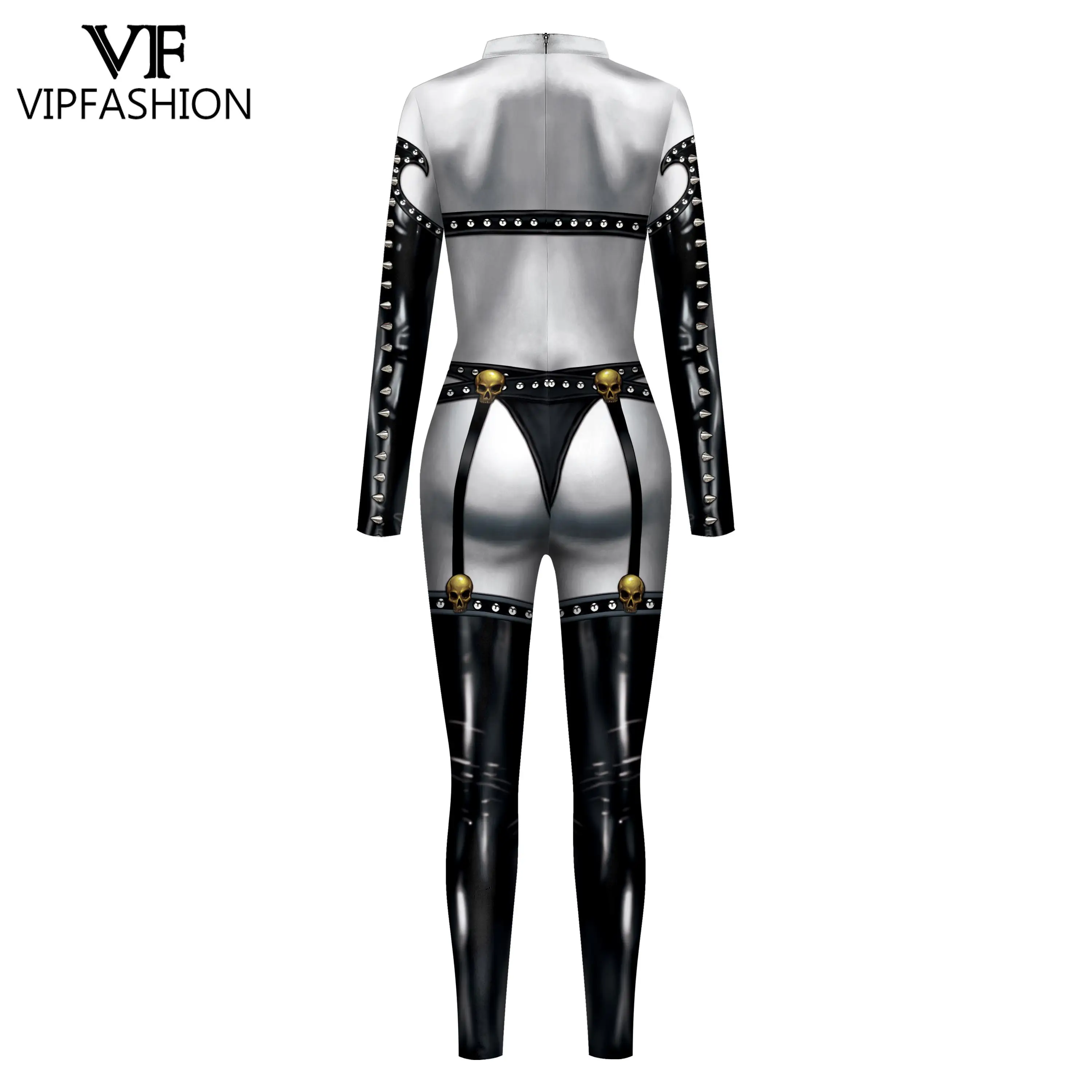 VIP FASHION Women Superhero Anime Printed Jumpsuit Carnival Fancy Party Cosplay Costume Bodysuit Adults Fitness Onesie Outfits