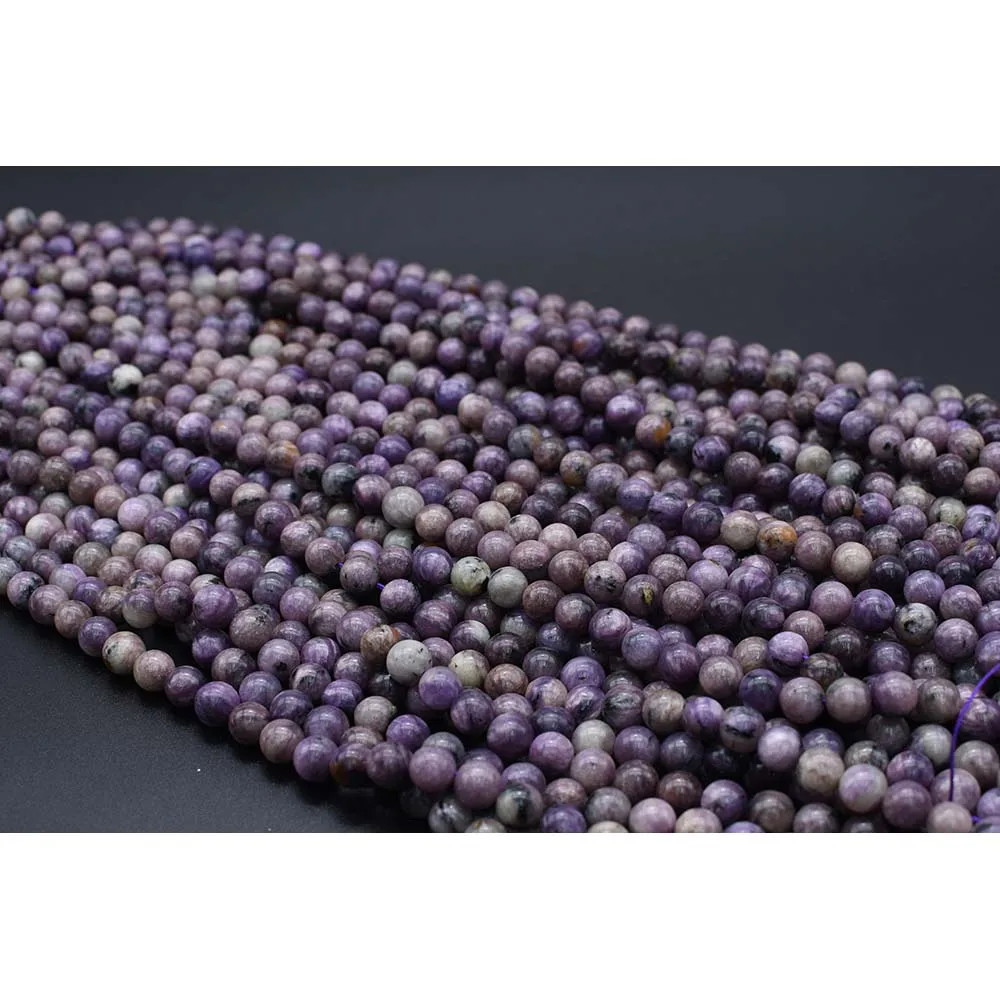 8-10mm AA Natural Smooth Charoite round Stone Beads For DIY necklace bracelet jewelry making 15 