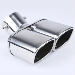 Car Auto Round Exhaust Muffler Tip Stainless Steel Exhause 1 to 2 Dual Pipe Chrome Trim Modified Car Rear Tail Throat Liner