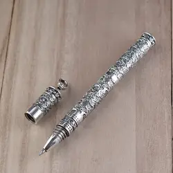 BOCAI Real S925 Silver Vintage Thai Pen Men's Gift Study Calligraphy Writing Auspicious