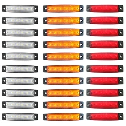 10PCS Truck Trailer Side Marker Indicators Light Car Signal Brake Rear Warning Tail Light LED 12V 24V Warning Lamp White Yellow