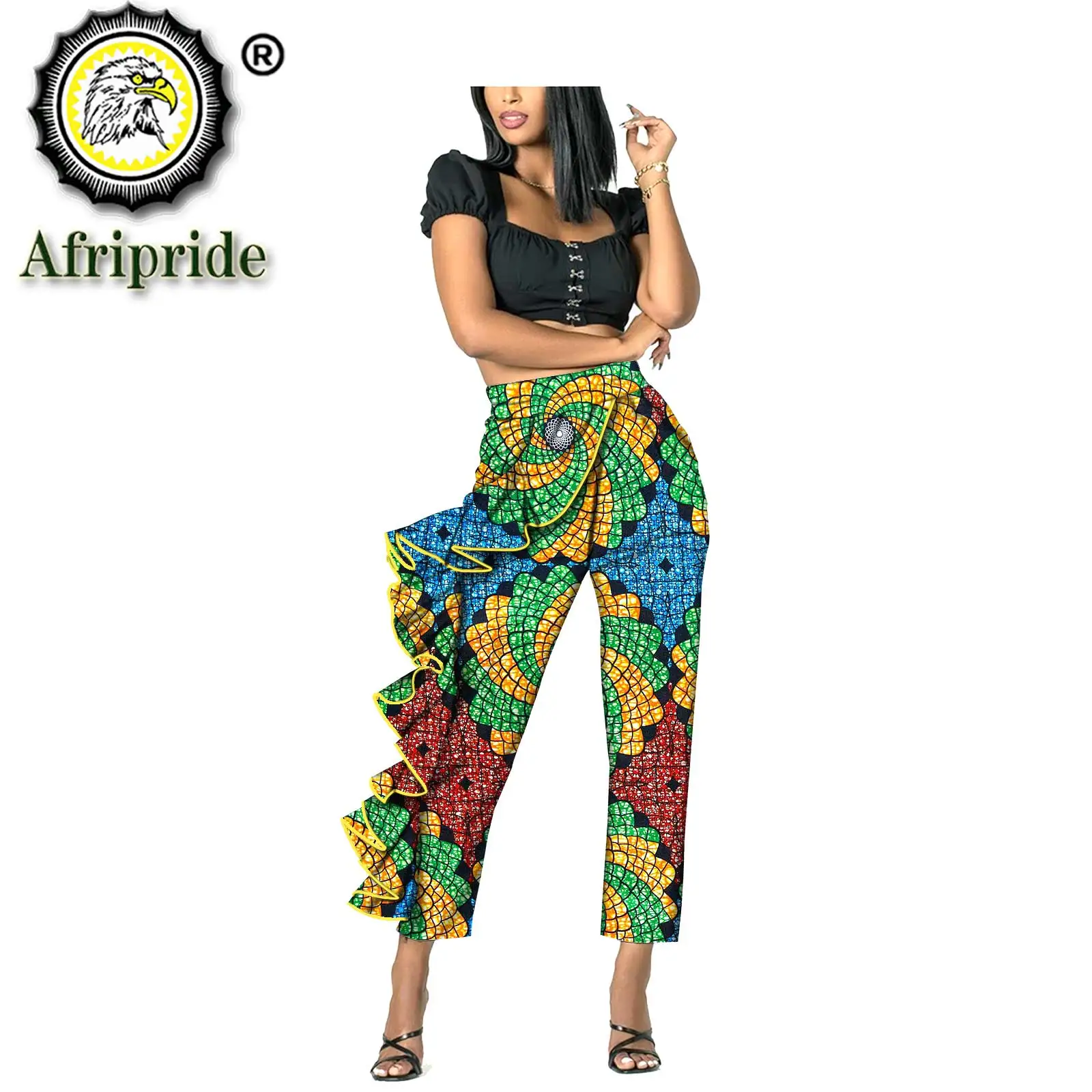 2024 pantaloni moda donna african ankara print pantaloni lunghi al polpaccio con cera plissettata batik casual plus size AFRIPRIDE S1921006