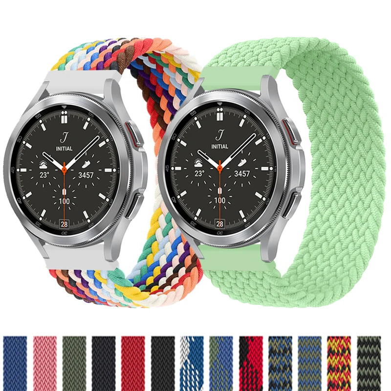 Correa trenzada Solo Loop para Samsung Galaxy watch 4 classic, 3, Active 2, correa de nailon, pulsera de 20mm y 22mm, Correa Amazfit bip