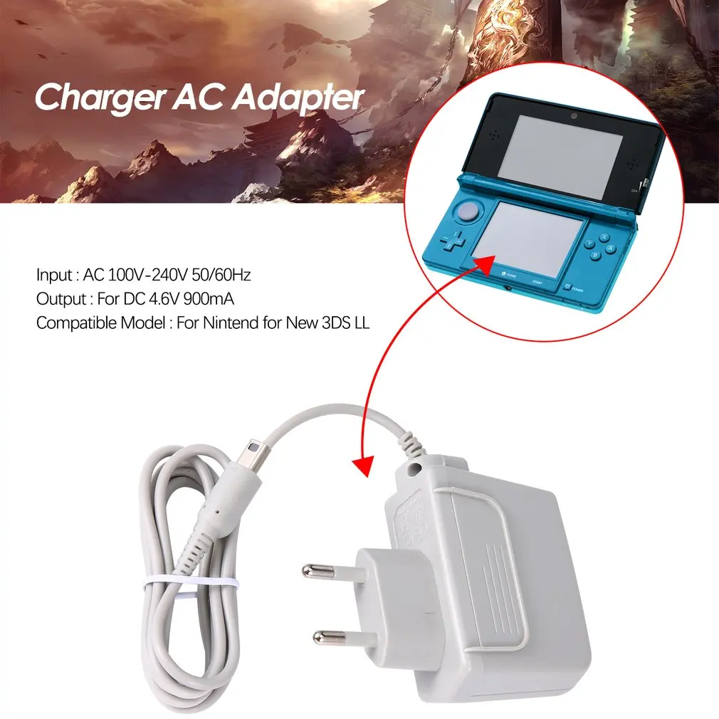 EU Plug Charger para Nintendo, Adaptador AC, Fonte de Alimentação, Travel Wall, DSL, DS Lite, NDSL, 2DS, 2DS, XL, 3DS, 3DSLL, XL, 100-240V