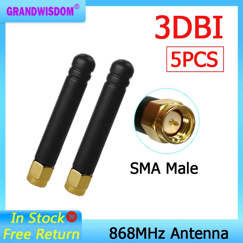 GRANDWISDOM 5 stücke 868mhz antenne 3dbi sma männlichen 915mhz lora antene pbx iot modul lorawan signal empfänger antena