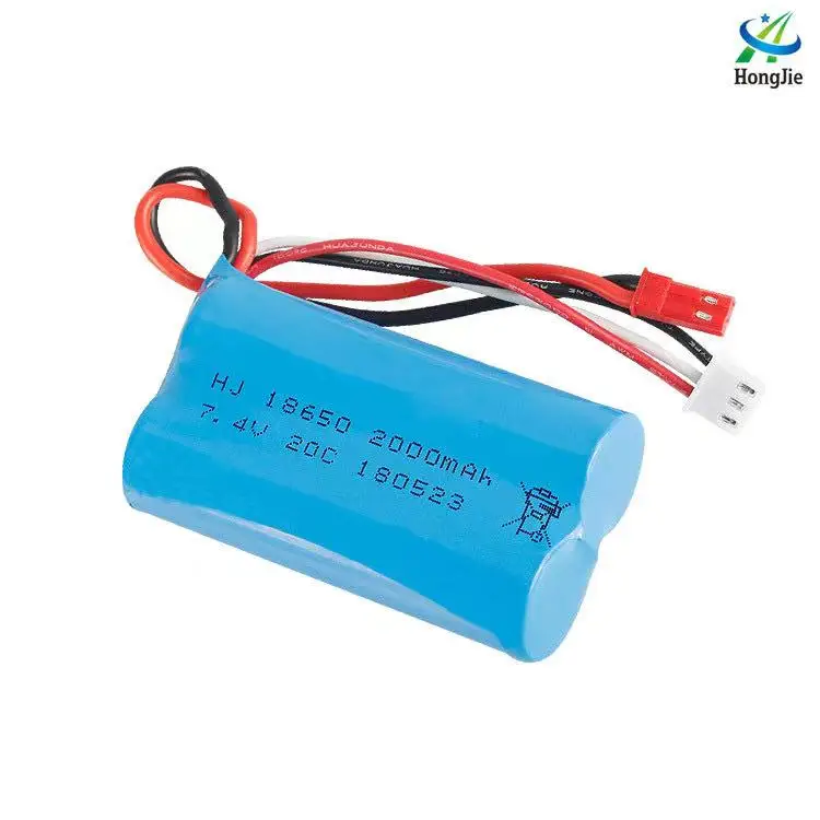 Factory sold 7.4v 2000mAh lithium battery 18650 high rate 20c high capacity battery car model battery in stock