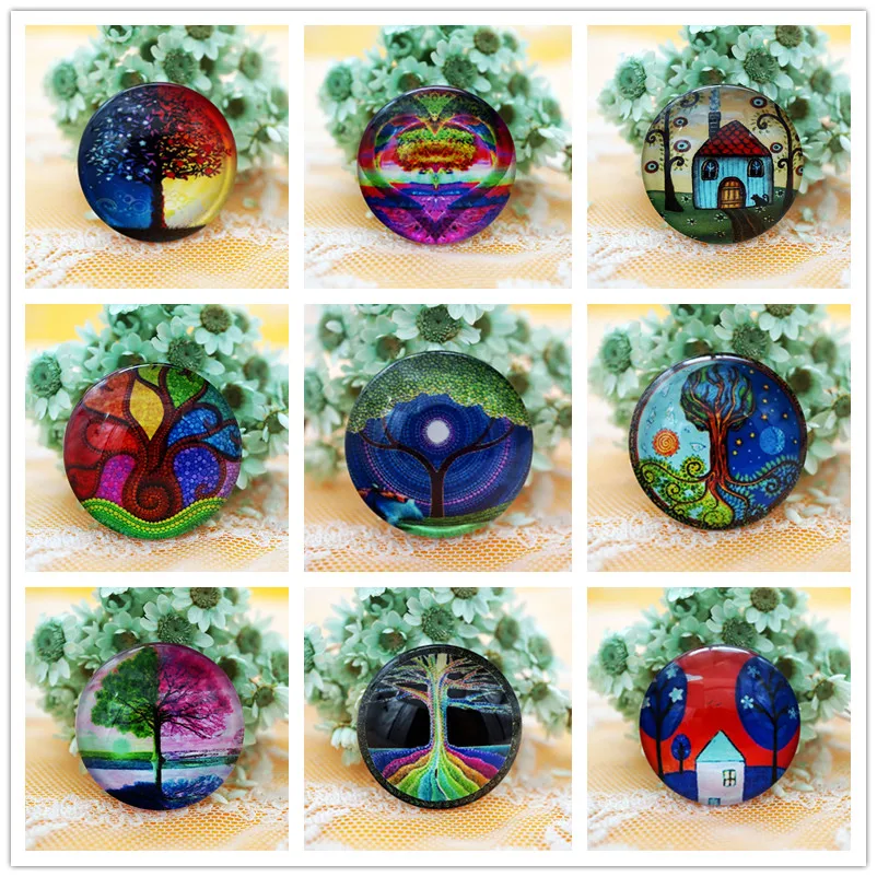 10PCS/lot Round 8-20MM Tree Glass Cabochon for make bracelet necklace Jewelry for women earring pins brooch craft supply