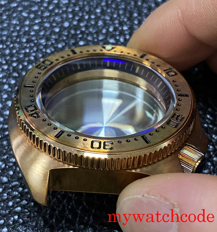 For NH35 NH36 Movement Solid Full Bronze 46MM Watch Case AR Sapphire Glass Ceramic Insert 20ATM Waterproof Watch Parts