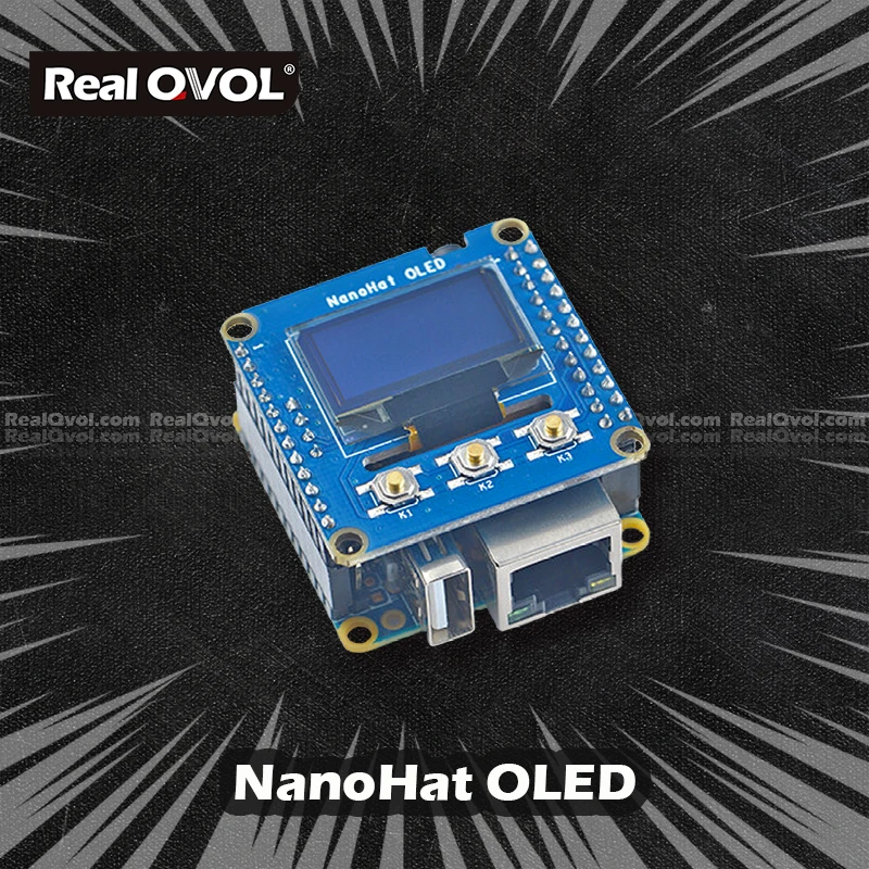 RealQvol-nanosombrero OLED FriendlyELEC para NanoPi NEO/NEO2/NEO Air/NEO Plus2/NEO Core/Core2, 0,96, 128x64