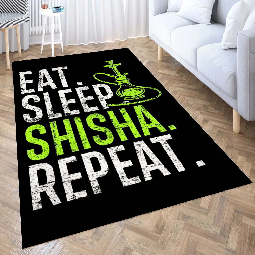 Eat Sleep Shisha Repeat Carpet for Living Room 3D Anime Cartoon Rug Gamer Teen Room Bedside Lounge Rug Kids Children Floor Mats