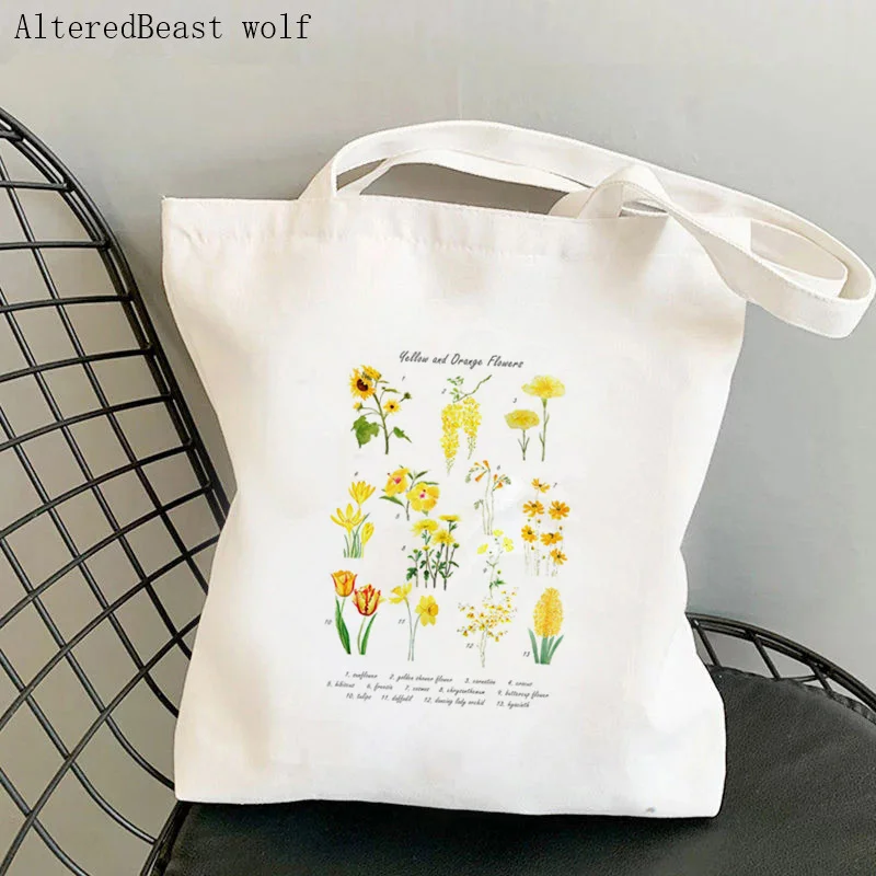 Women Shopper bag Yellow Sunflowers Printed Kawaii Bag Harajuku Shopping Canvas Shopper Bag girl handbag Tote Shoulder Lady Bag
