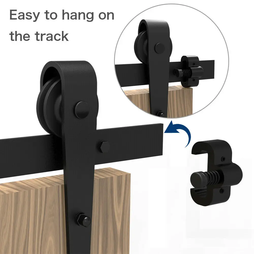 Sliding Barn Door Stopper Rail Stop for Single or Double Barn Doors Top Track Middle Both End Adjustable Black 1 Pair