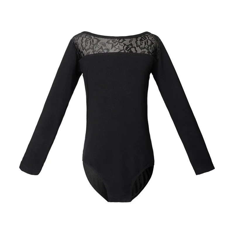 Ballet Leotards Girls Black Lace Leotard Dance Gymnastics Skating Kids Long Sleeve Dance Leotards